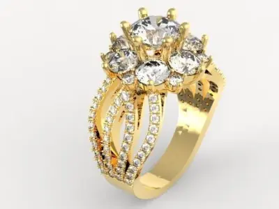 Diamond women ring 002 3D print model