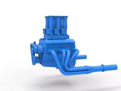 Engine of Vintage Supermodified stock car Scale 1 to 25 3D print model