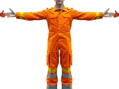Safety Worker Orange Uniform model pack Low-poly 3D model