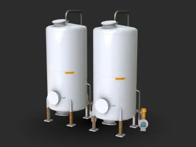 Industrial Absorbent Tank Low-poly 3D model