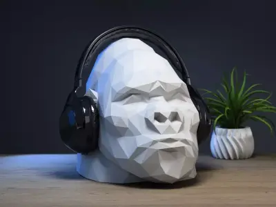 Low Poly gorilla Headphone Stand gorilla Headset Stand  3D print model