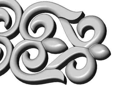Carved floral pattern strip onlay and molding relief 3D print model