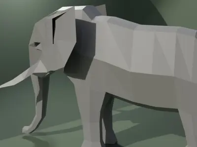 elephant low poly polygonal 3D model