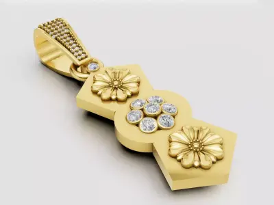 gold floral pendant  3D printable model  3D print model