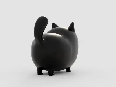 Animated Black Cat Low-poly 3D model