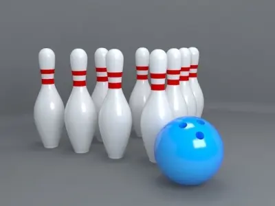 The Bowling ball hitting pins 3D model