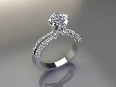 Ladies Engagement Solitaire Diamond Ring 3D Model 3D print model