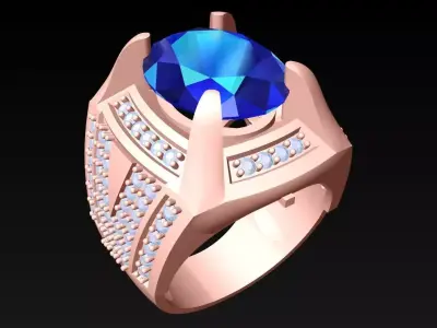 Oval stone ring - Mens Rings - N5279 3D print model