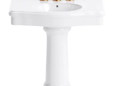 White Porcelain Bathroom Pedestal Sink 3D model