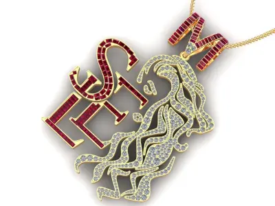 Hip Hop Girl Half Face Logo Pendant 3D print model
