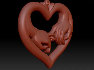 heart with hands 3D print model