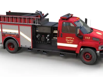 Firetruck Low-poly 3D model
