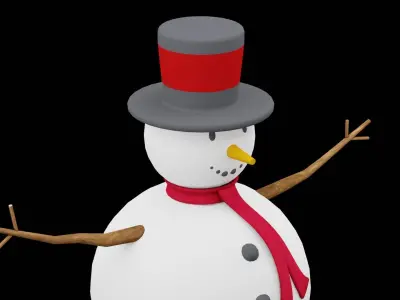 Christmas Snow Man  Low-poly 3D model