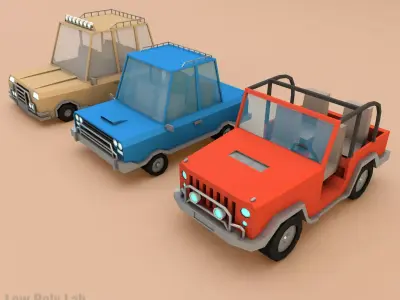 Cartoon City Cars Pack Low-poly 3D model