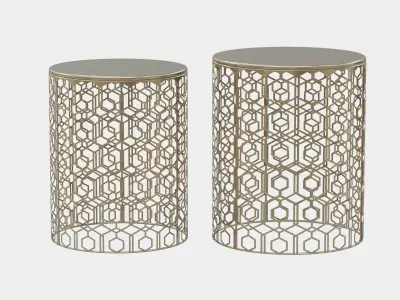 Adeco Decorative Nesting Round Side End Accent Coffee Table 3D model