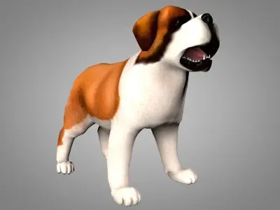 Senbernar st bernard dog holding barrel 3D model