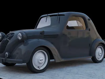 Simca 5 old car Low-poly 3D model