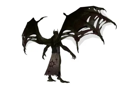 Dark Bat-Winged   Game-Ready Animated 3D Character Low-poly 3D model