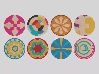 Platos Decorativos para Pared de Yute con Colores Mexicanos 3D model