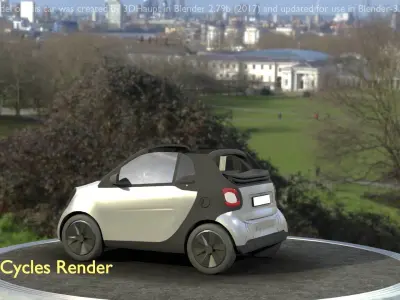 City Car 75 Small Convertible Open Type-E Silver Low-poly 3D model