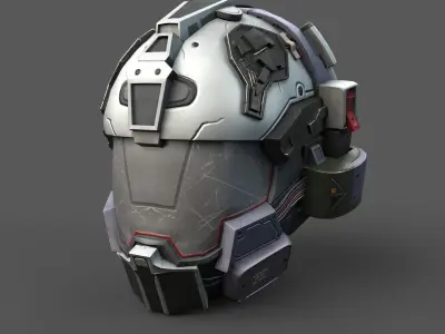 Helmet scifi military 3d model space Low-poly 3D model