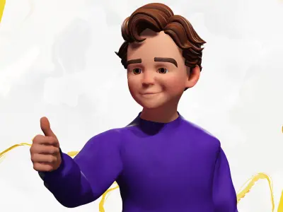Stylized Toon Boy in Sporty Outfit  Rigged 3D Character Athletic Low-poly 3D model