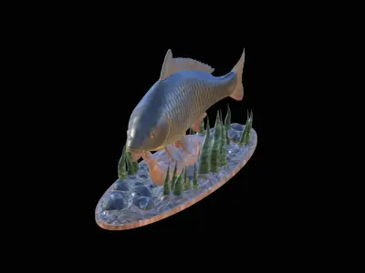 BIG CARP 2 UNDERWATER STATUE DETAILED TEXTURE FOR 3D PRINTING 3D print model