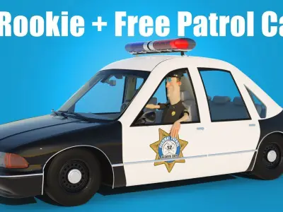 Stylized 3D Character Rig and a Free Police Car 3D model