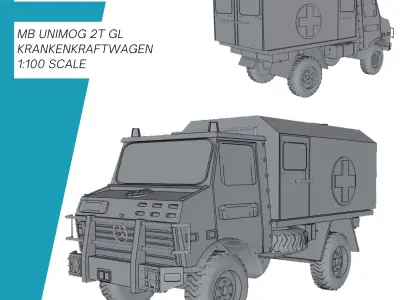Mercedes Unimog 2t gl Krankenkraftwagen Bundeswehr 3D print model