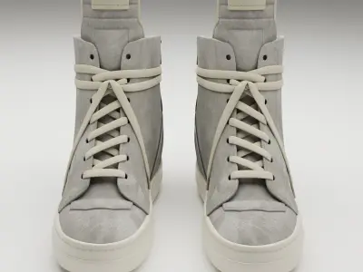 Sneakers Rick Owens Geobasket Converse Grey Low-poly 3D model