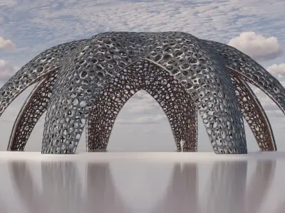 Parametric Celestial Pavilion Dome Low-poly 3D model