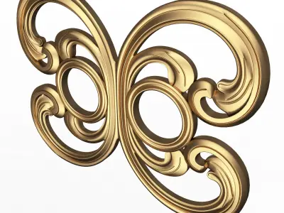 Carved Door Handle Decor 01 Low-poly 3D model