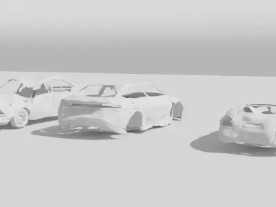 Destroyed Cars Vol 1 wrecked car vehicle burnt war rusty damaged 3D model