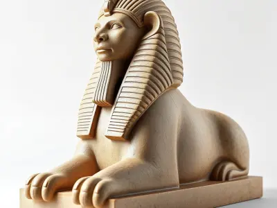 Noble Egyptian Sphinx Statue model pack Low-poly 3D model