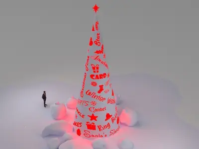 Christmas Words Tree 3D model
