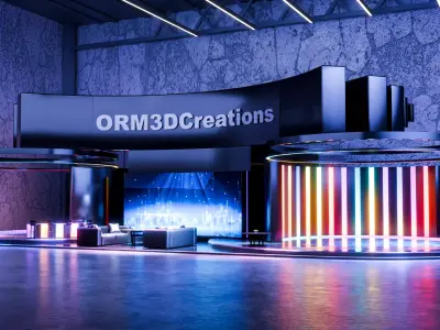 Futuristic Car Expo Booth  High-Quality 3D Vehicle Showcase 3D model