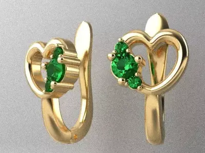 Heart-shaped children earrings  3D print model