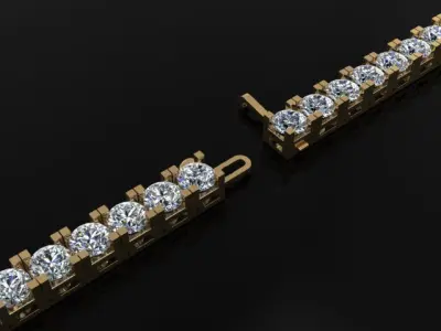 Box Style Diamond Tennis Bracelet 4mm50 3D print model