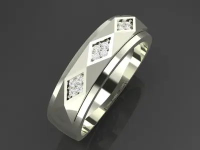 Boucheron faceted Wedding Ring with diamonds 3D print model Free 3D print model