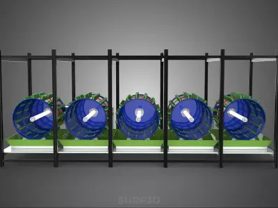 CELL RACK FRAME ROW SHELF TRAY DRUM ROTARY HYDROPONIC PLANT FARM 3D model