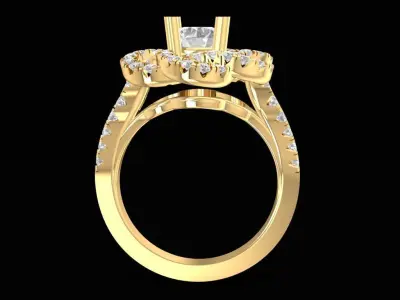 Luxury Double Halo Diamond Engagement Ring  2172 3D print model