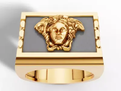 Medusa Signet Ring with Braided Shoulders 3D print model