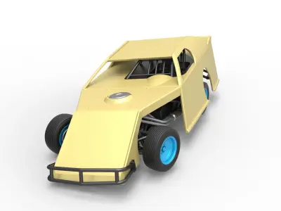 Dirt Modified stock car while turning Scale 1 to 25 3D print model