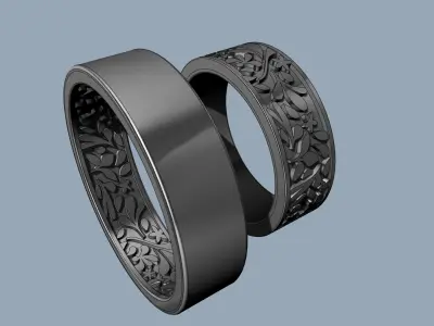 Floral Wedding Bands - Argollas matrimonio  3D print model