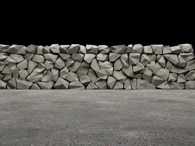 Stone Wall Low-poly 3D model