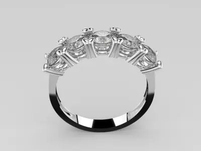 Woman ring Five Stones Wedding Ring 3d Model 3D print model