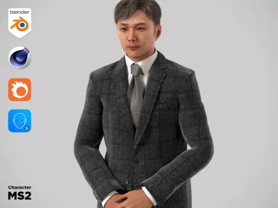 Modular Character - Asian Business Man - MS2 Low-poly 3D model