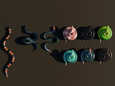 Animated snakes pack 3D model