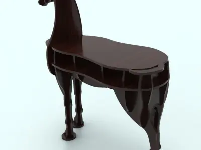 Wooden Horse Table 3d Model 3D model