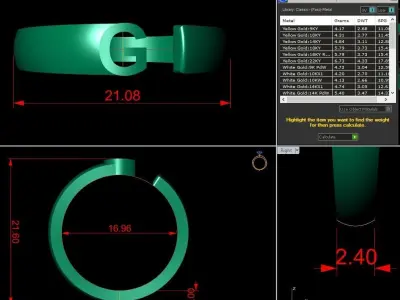 Alphabet Ring G 3D print model